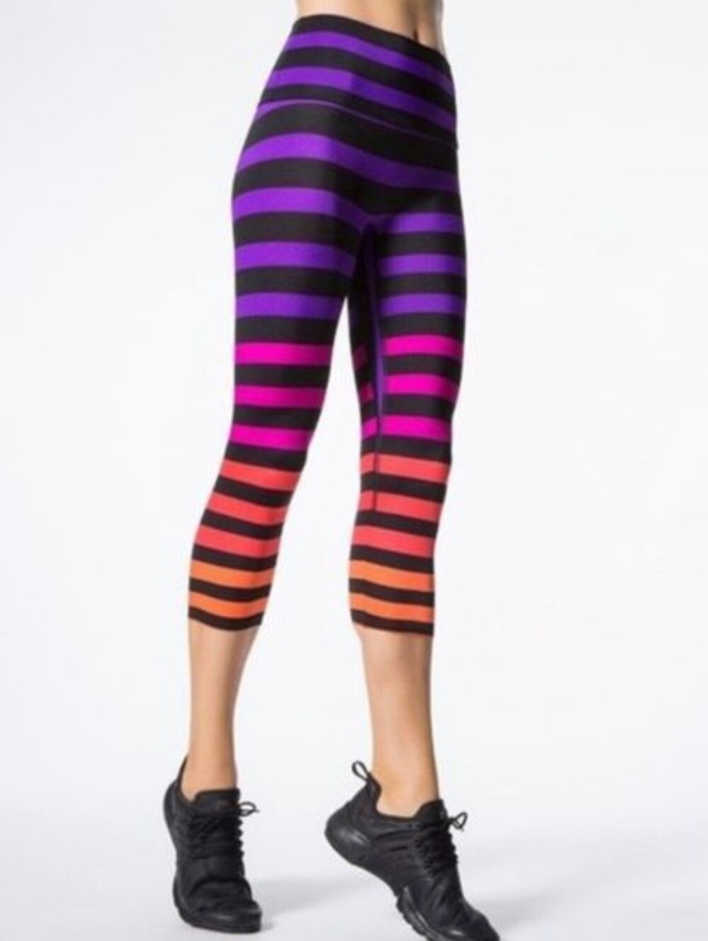 🚨K-Deer Sophia Stripe Capri Legging Gym Yoga Pilates Workout Size S/M